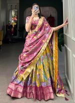 Dola Silk Mustard Festival Wear Kalamkari Printed Readymade Lehenga Choli